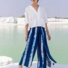 Set of 2 - Venus Shirt Top and Indigo Wrap-around Palazzo