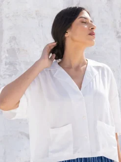 Set of 2 - Venus Shirt Top and Indigo Wrap-around Palazzo