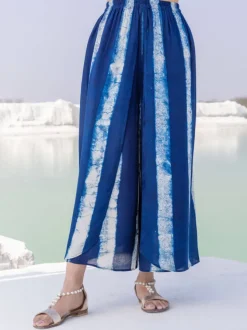Set of 2 - Venus Shirt Top and Indigo Wrap-around Palazzo