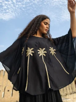 Set of 2 - Zahra Embroidered Poncho & Skirt Set