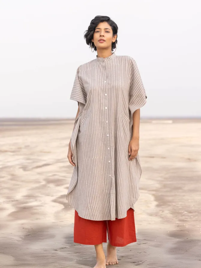 Set of 2 -Bhumi Cotton Kaftan Shirt Dress & Palazzo Pants