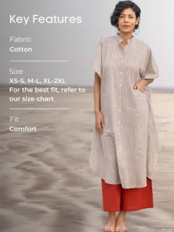 Set of 2 -Bhumi Cotton Kaftan Shirt Dress & Palazzo Pants