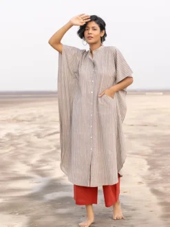Set of 2 -Bhumi Cotton Kaftan Shirt Dress & Palazzo Pants