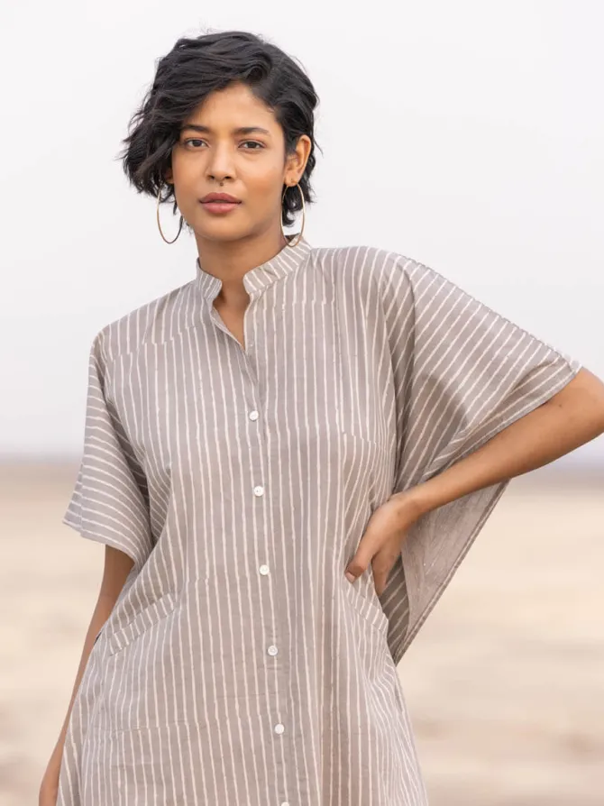 Set of 2 -Bhumi Cotton Kaftan Shirt Dress & Palazzo Pants