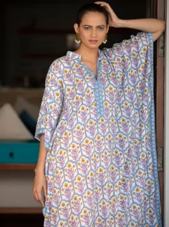 Set of 2- Zubeida Modal Silk Kaftan Dress With Palazzo
