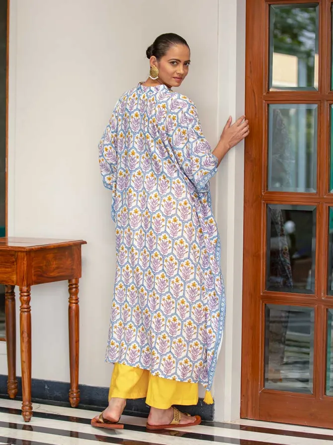 Set of 2- Zubeida Modal Silk Kaftan Dress With Palazzo