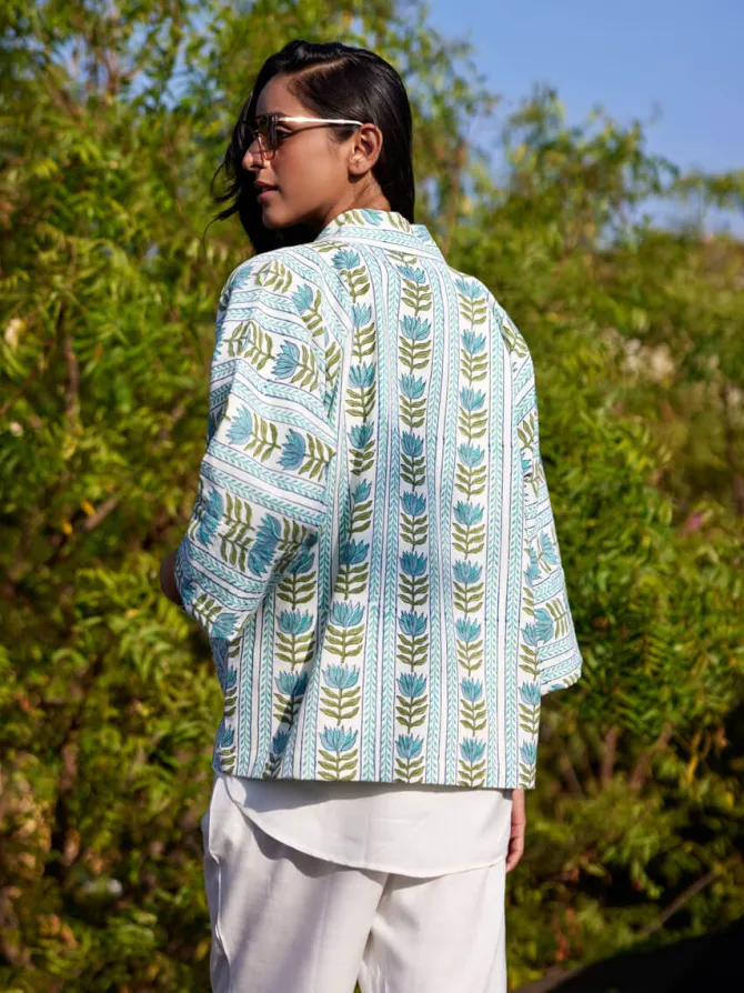 Silk Route Block Printed Cotton Kimono Jacket
