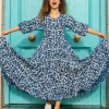 SKY Indigo Cotton Tiered Dress