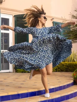 SKY Indigo Cotton Tiered Dress