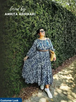 SKY Indigo Cotton Tiered Dress