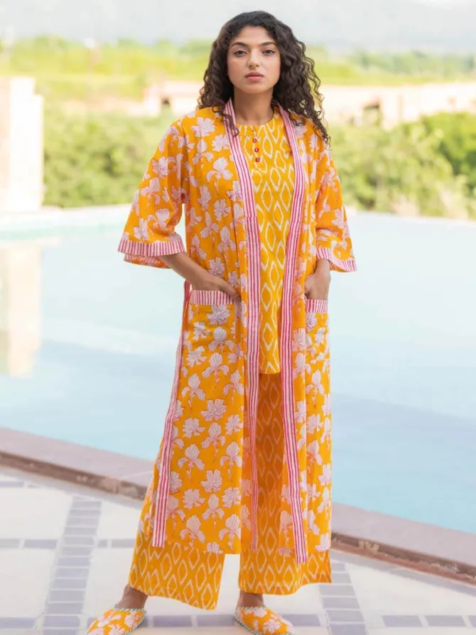 Snuggle Cotton Block Printed Kimono/Robe