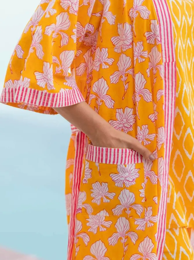 Snuggle Cotton Block Printed Kimono/Robe