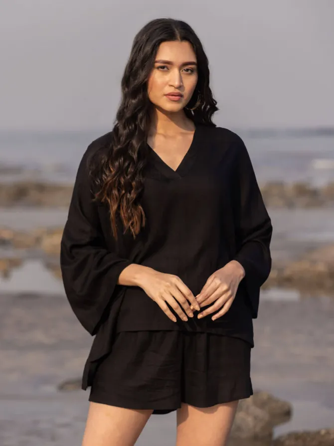 Solid Black Box Short Top - Comfort Fit