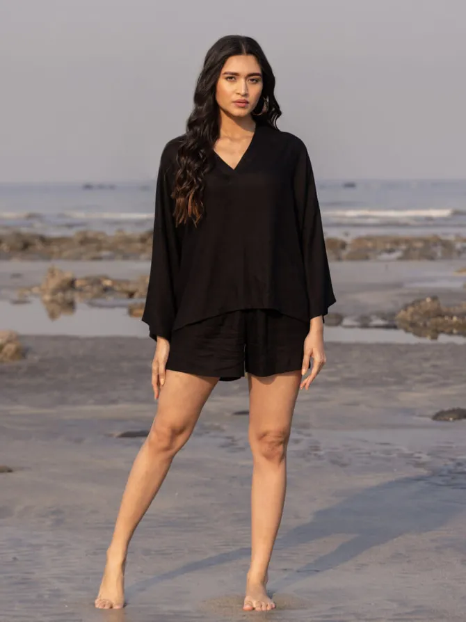 Solid Black Box Short Top - Comfort Fit