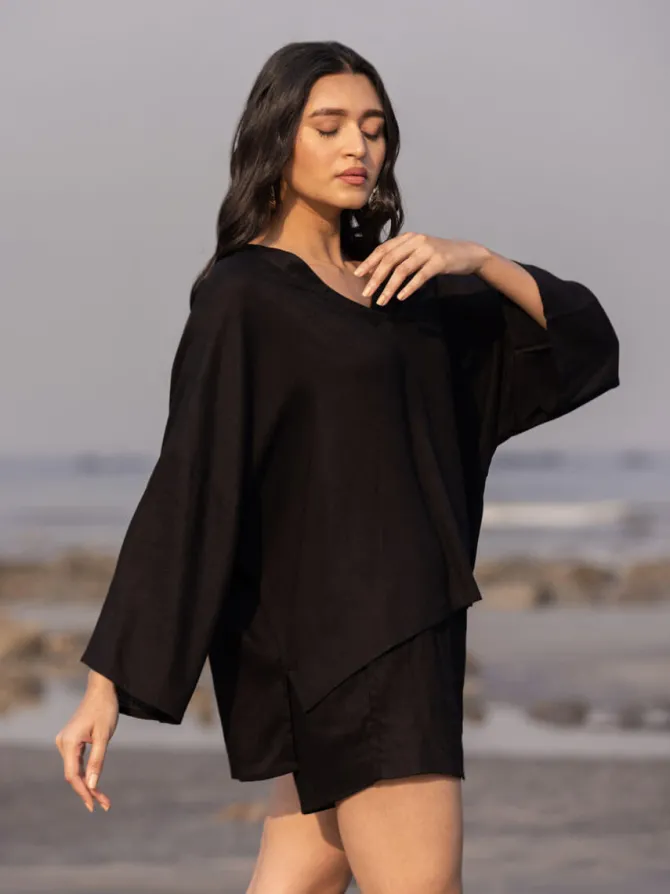 Solid Black Box Short Top - Comfort Fit