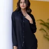 Solid Black Slub Shirt
