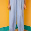 Solid Grey Slub Lantern Pants