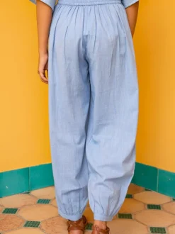 Solid Grey Slub Lantern Pants
