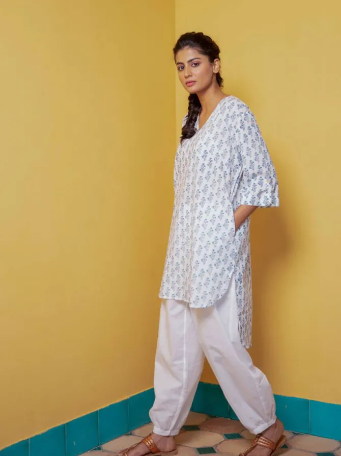 Solid Ivory Cotton Lantern Pants