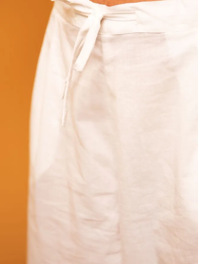 Solid Ivory Cotton Lantern Pants