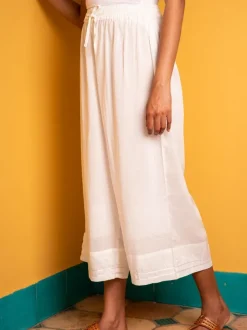 Solid Ivory Modal Palazzo Pants