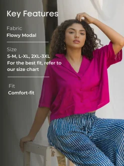Solid Pink Modal Shirt Top - Comfort fit