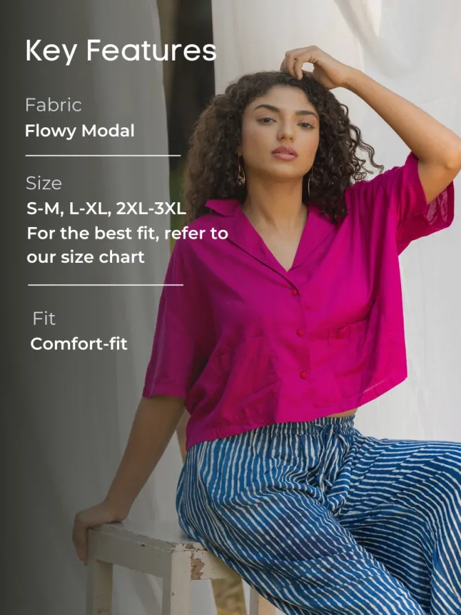 Solid Pink Modal Shirt Top - Comfort fit