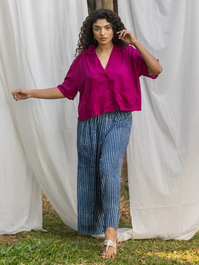 Solid Pink Modal Shirt Top - Comfort fit