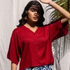 Solid Red Slub Short Top