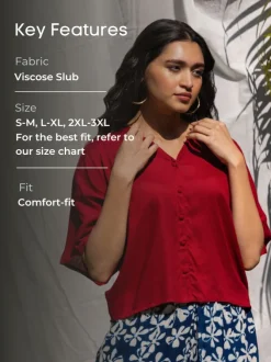 Solid Red Slub Short Top