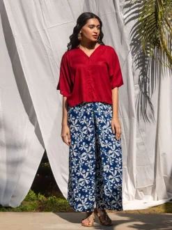 Solid Red Slub Short Top
