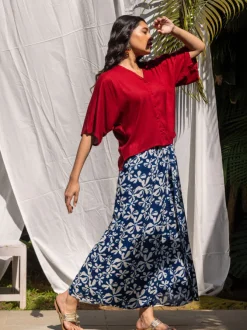 Solid Red Slub Short Top