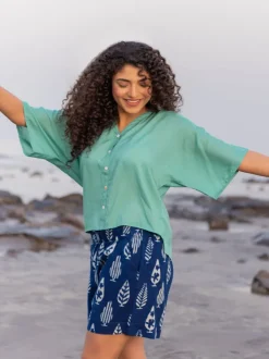 Solid Turquoise Modal Short Top