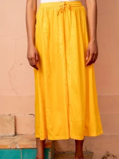 Solid Yellow Modal Palazzo Pants