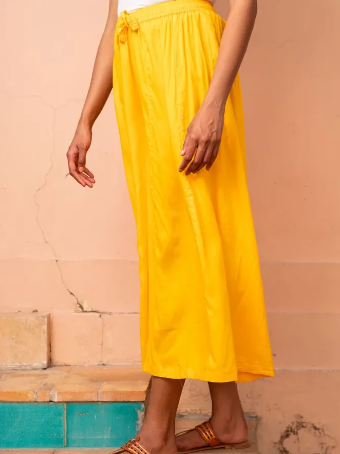 Solid Yellow Modal Palazzo Pants