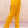 Solid Yellow Modal Straight Pants
