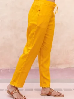 Solid Yellow Modal Straight Pants