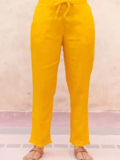 Solid Yellow Modal Straight Pants