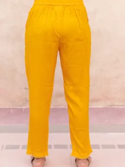 Solid Yellow Modal Straight Pants