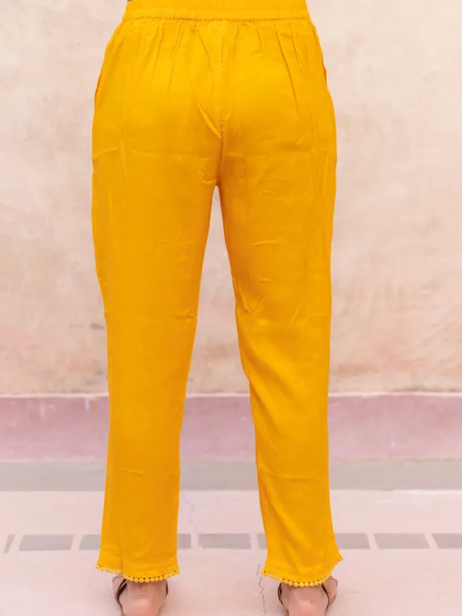 Solid Yellow Modal Straight Pants