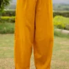 Solid Yellow Slub Lantern Pants