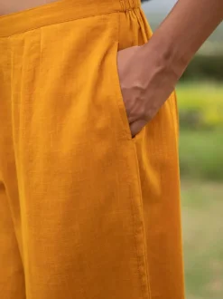 Solid Yellow Slub Lantern Pants