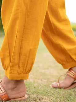 Solid Yellow Slub Lantern Pants