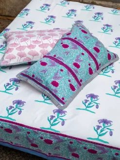 Song of Lilies Block Printed Cotton Bedsheet