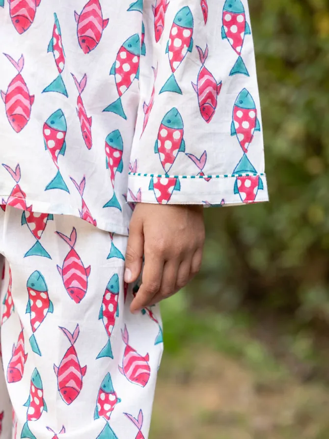 Splash Organic Cotton Block Printed Pyjama Set