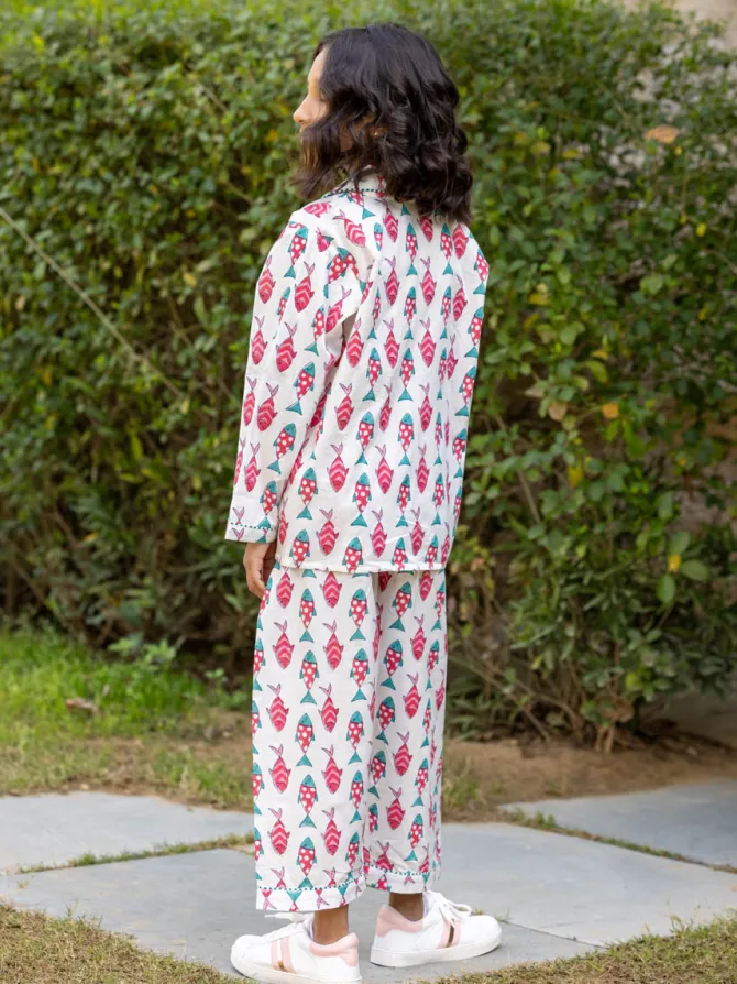 Splash Organic Cotton Block Printed Pyjama Set