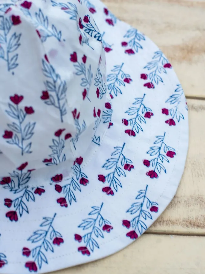 Spring Bloom Block Printed Cotton Hat