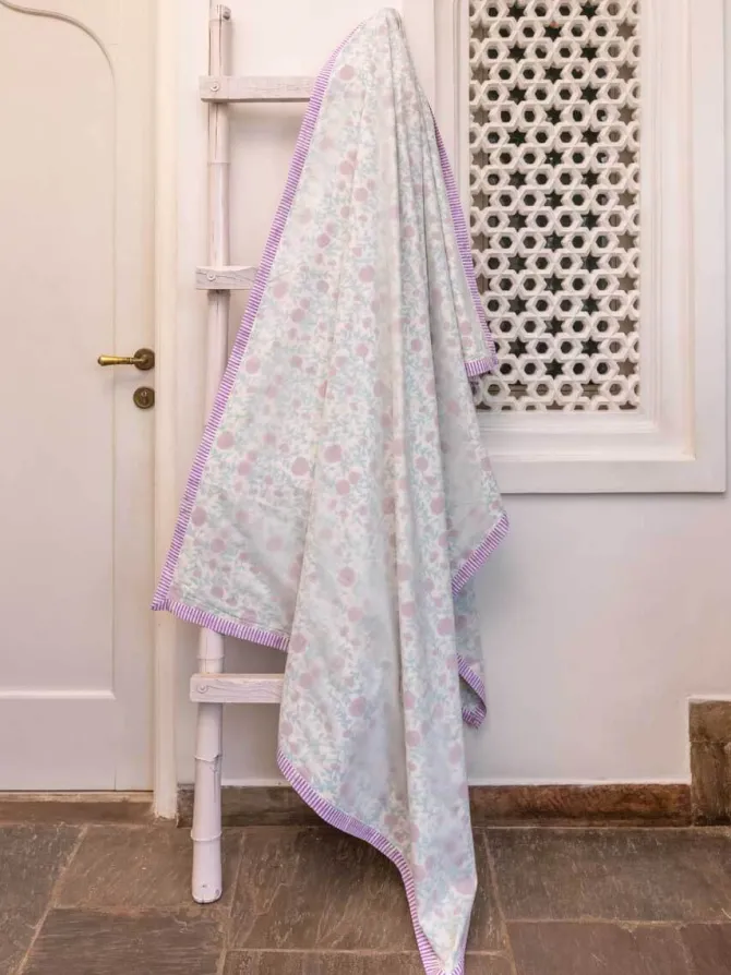 Spring Time Block Printed Cotton Muslin Dohar