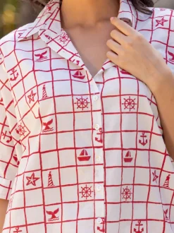 Starfish Hand Block Printed Cotton Pyjama Set