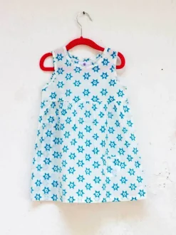 Starry Night Organic Cotton Block Printed Dress with a Pocket